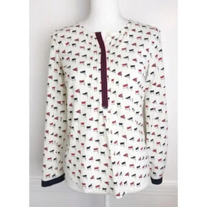 Talbots • Red White Blue Flag Blouse / Patriotic